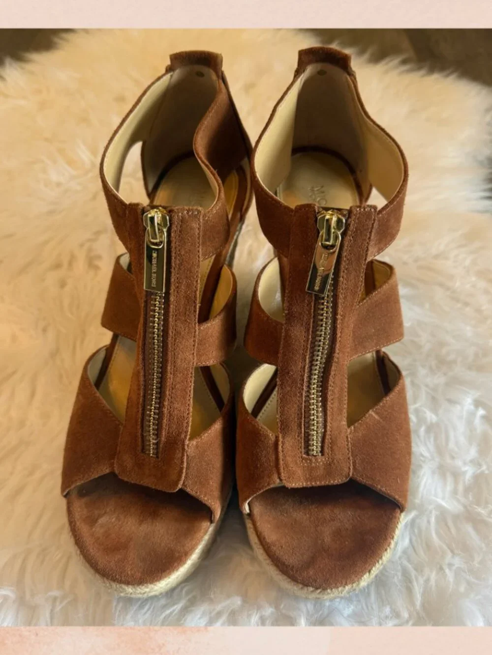 Michael Kors Brown Suede Cage Wedge Espadrille